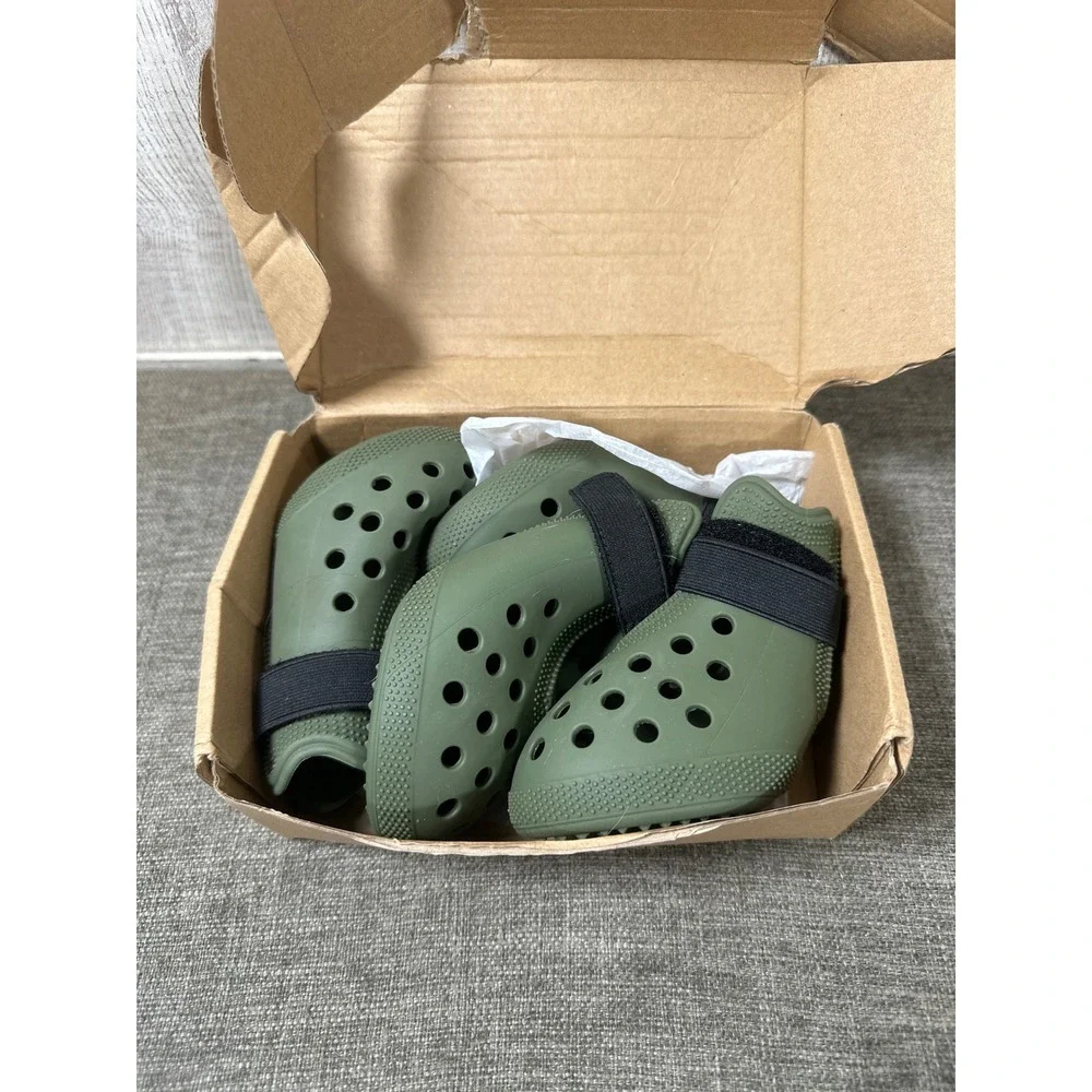 Dog Boots Rubber Olive Green XL Hot Pavement Paw Protection Perforated 4pc